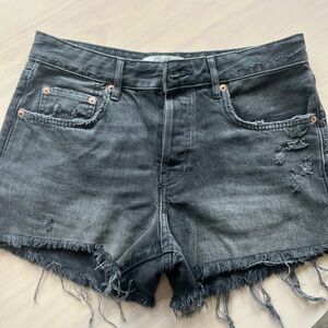 We the Free Distressed Black Denim Shorts